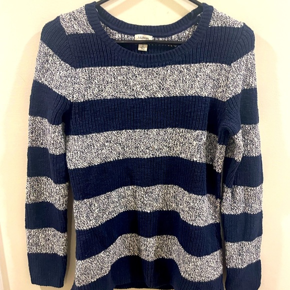 L.L. Bean‎ Fisherman Knit Striped 100% Cotton Sweater Women’s Sz Small - Picture 1 of 7